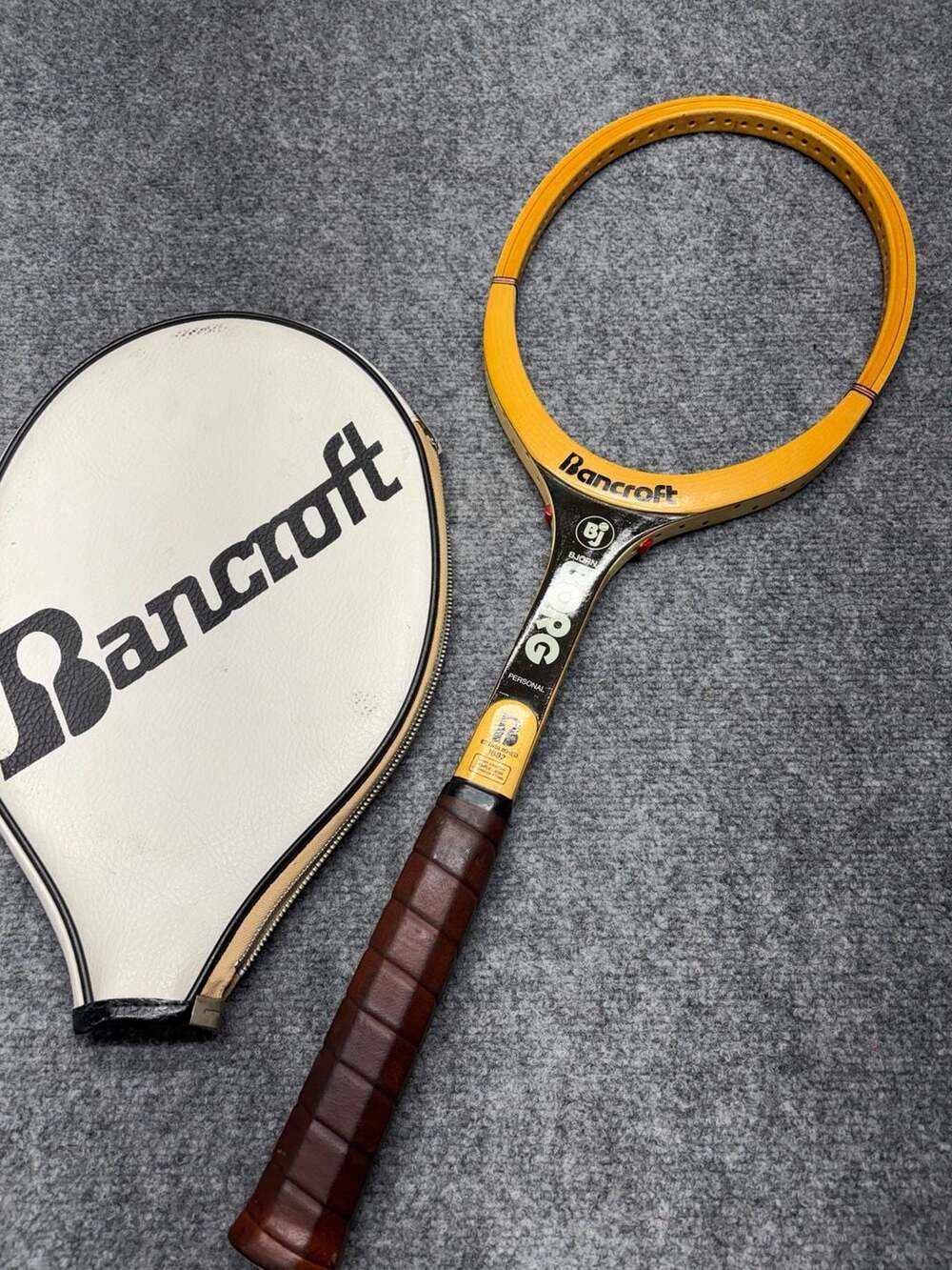 Vintage Bancroft Bjorn Borg Personal Wooden Tennis Racquet w/ Original Cover EUC